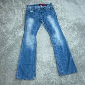 Zanadi Womens Bootcut Jeans Size 9 Blue Denim Cotton Blend Distressed Hem 2474